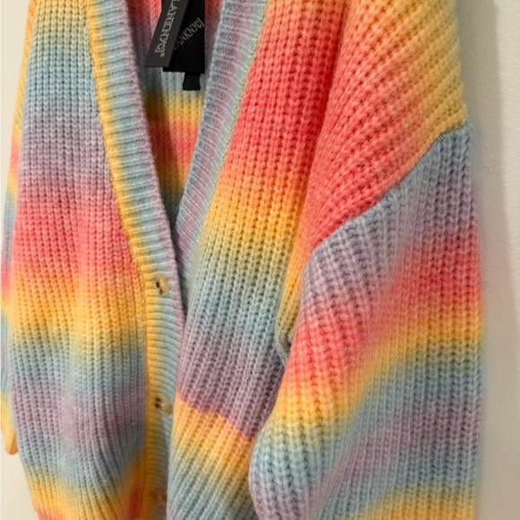 Blank NYC Oversized Chunky Knit Rainbow Ombre Cardigan - Picture 2 of 3